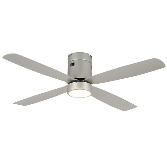 Westgate 52In 4-Blade Ceiling Fan And Light 30K 19W Integ. LED Wall Switch Bn And Silv Blades, Commercial Indoor Lighting, 19W, 1600 Lumens, 3000K, Brush Nickel/Silver Blades Finish