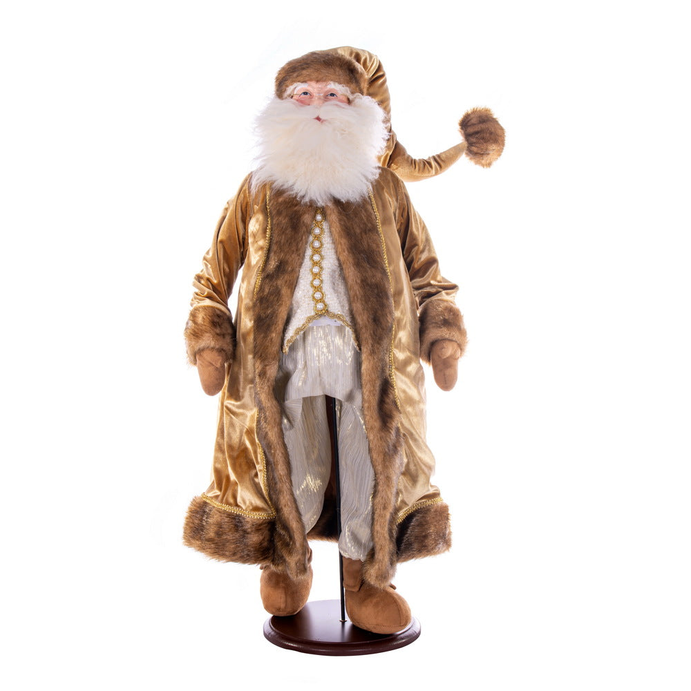 Vickerman 36" Mocha Velvet Santa Doll with Stand. This santa has glasses stand is removeable.