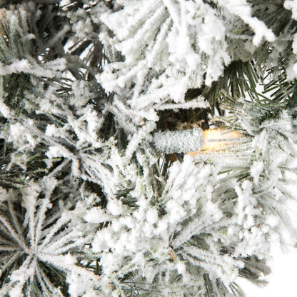 Vickerman 30" Flocked Kiana Artificial Christmas Wreath Warm White Dura-Lit® LED Mini Lights