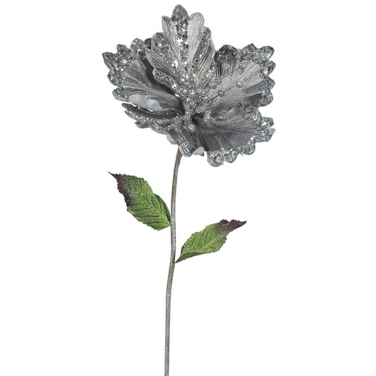Vickerman 23" Pewter Hibiscus Artificial Christmas Pick 3 per Bag