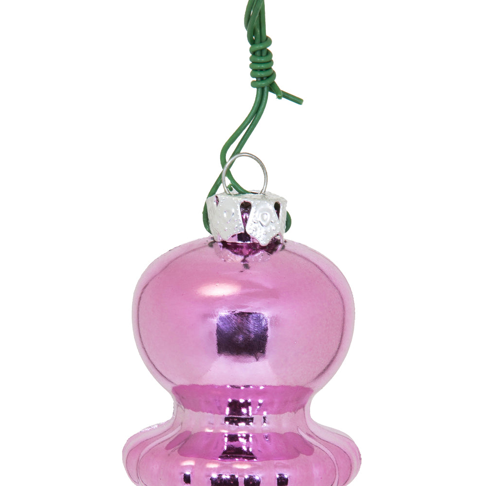 Vickerman 14" Pink Shiny Finial Drop Christmas Ornament UV Treated with Drilled and Wired Cap 2 per bag