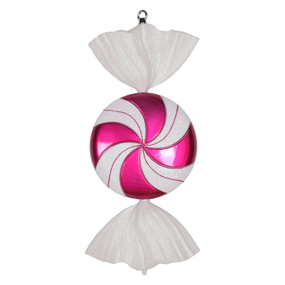 Vickerman 18.5" Cerise-White Flat Swirl Candy Christmas Ornament