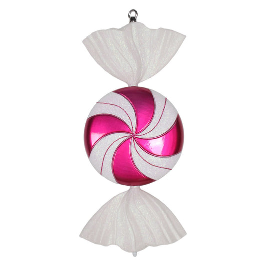 Vickerman 18.5" Cerise-White Flat Swirl Candy Christmas Ornament