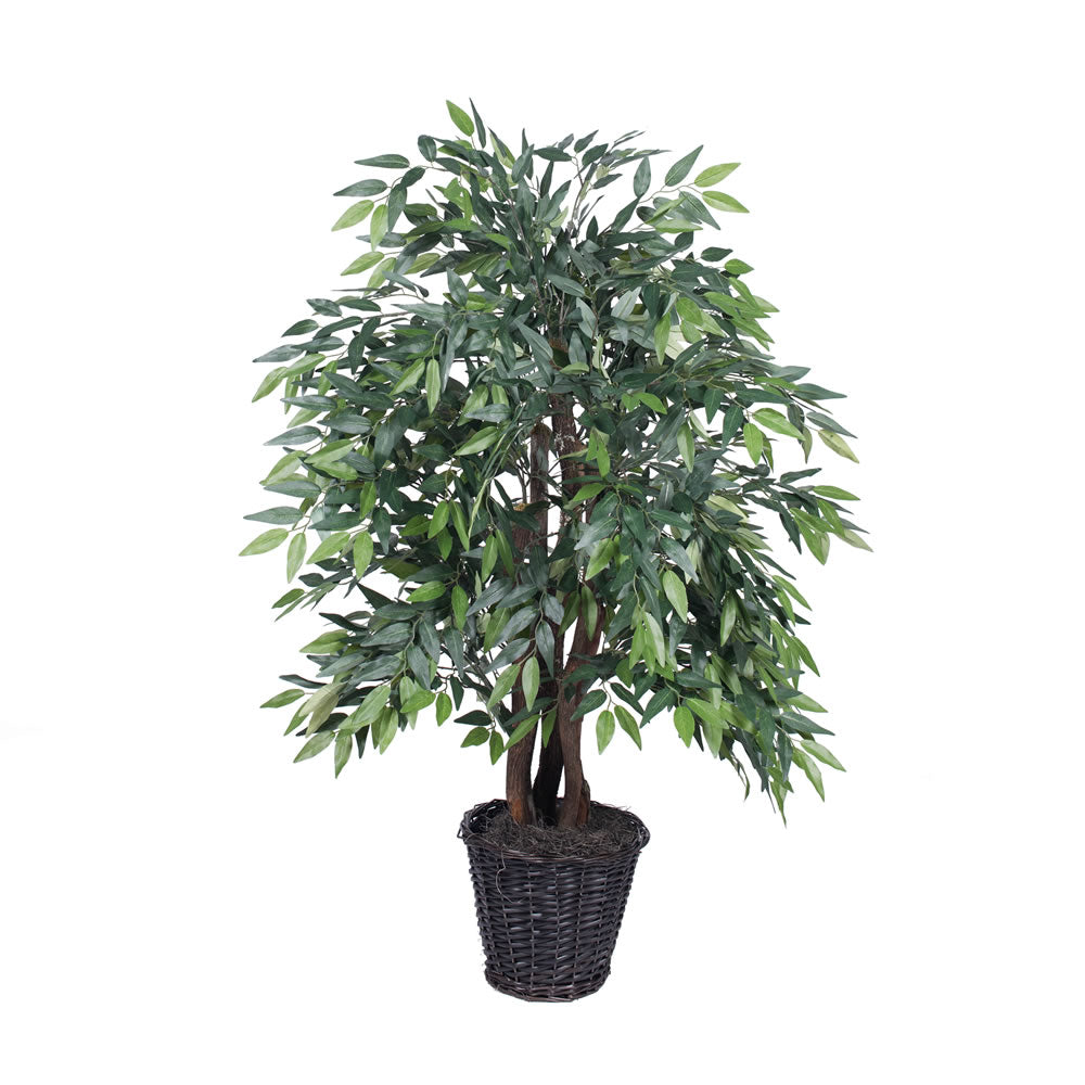 Vickerman 4' Artificial Green Smilax Extra Full Bush Rattan Basket