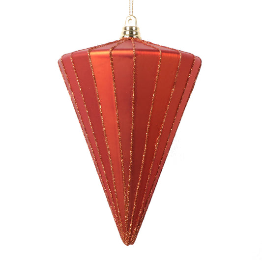 Vickerman 6" Matte Burnish Orange Cone Ornament 3 per bag.