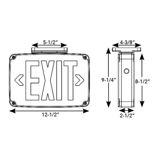 Westgate Wet Location LED Exit Double Face, Red Letters, Black Panel, LED Exit & Emergency Lighting, 3.2W