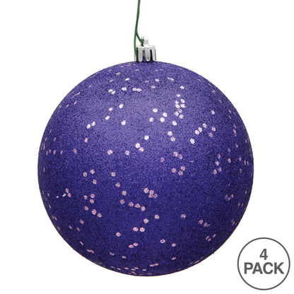 Vickerman 6" Purple Sequin Ball Ornament 4 per Bag