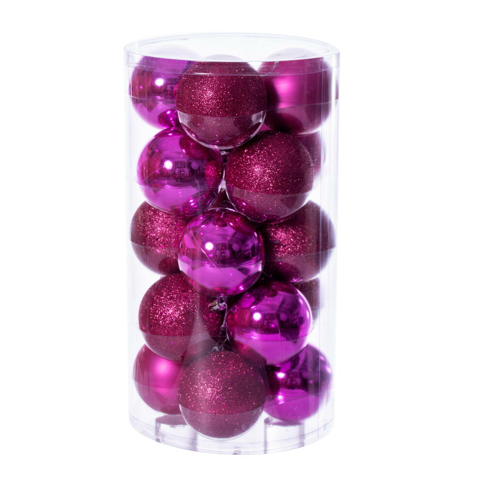 Vickerman 2.75" Hot Pink 4-Finish Ball Ornament Set 20 per box.