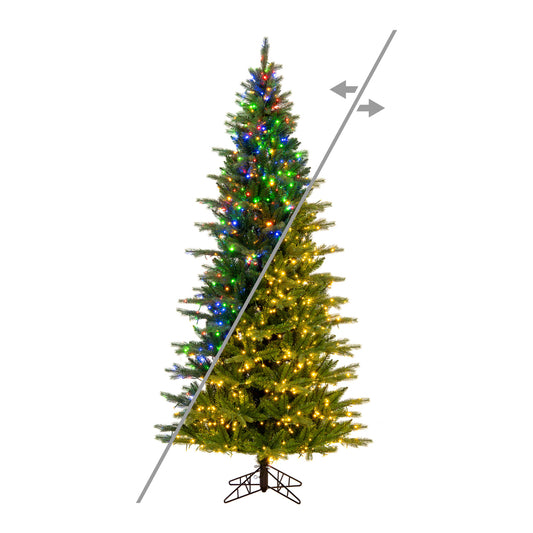 Vickerman 7.5' x 44" Balsam Spruce Slim Artificial Christmas Tree 3mm LED Color Changing Lights