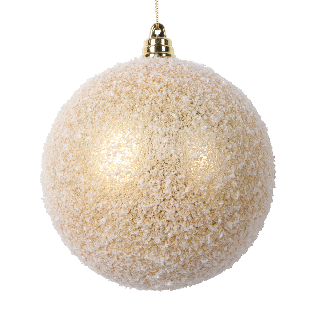 Vickerman 4" Gold Matte Snow Covered Ornament 4 per bag.