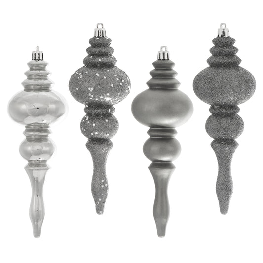 Vickerman 7" Pewter 4-Finish Finial Ornament 8 per Box