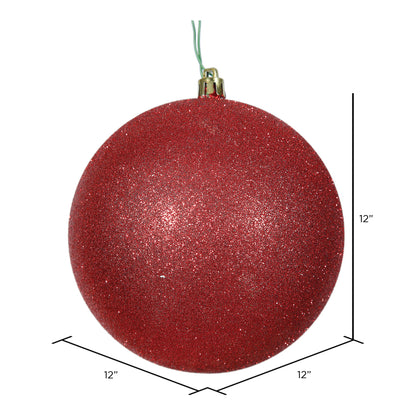 Vickerman 12" Red Glitter Ball Ornament