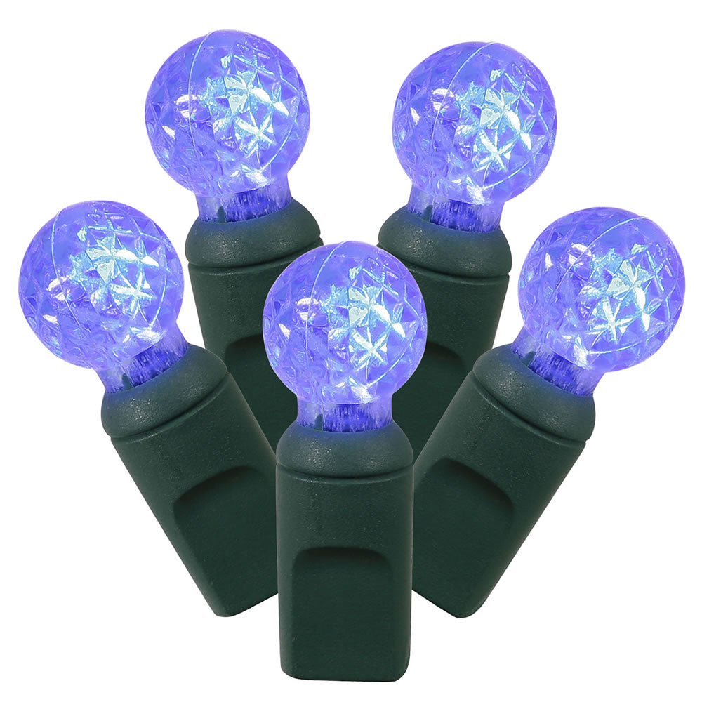 Vickerman 100 Blue G12 LED Single Mold Light on Green Wire 34' Christmas Light Strand