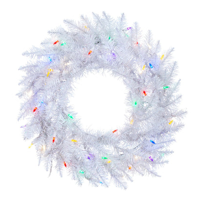 Vickerman 24" Sparkle White Spruce Artificial Christmas Wreath Multi-Colored LED Lights