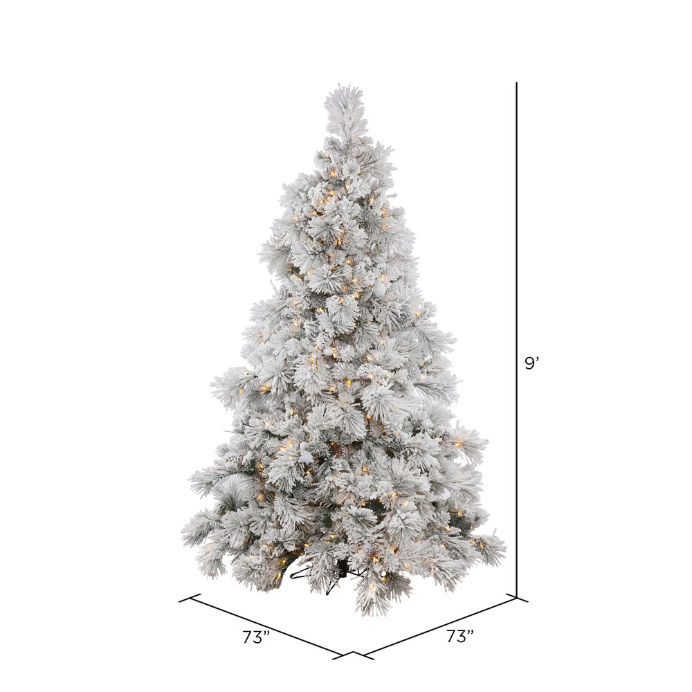 Vickerman 9' Flocked Alberta Artificial Christmas Tree Pure White LED Lights