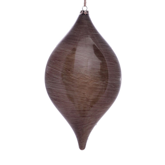 Vickerman 11.5" Pewter Wood Grain Drop Ornament. These ornaments are the perfect addition to any holiday decorating project. They features a light wood grain pattern. Includes 2 pieces per pack.