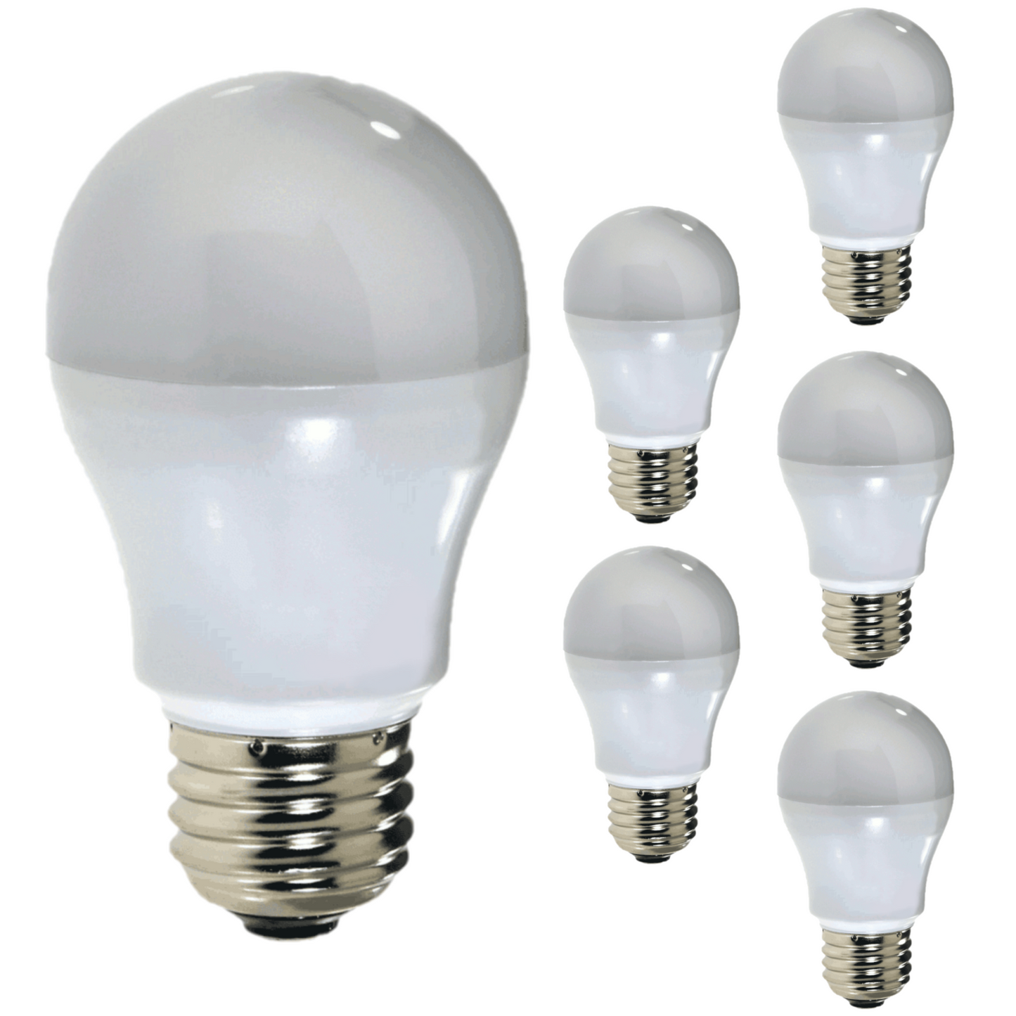 Damar A15 LED Light Bulb 5W 420 Lumen 5000K Bright White E26 Medium Screw Base Home Decorative Small Light Bulb for Ceiling Fan Bedroom 120V Dimmable White Finish Pack of 6