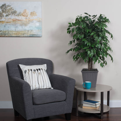 Vickerman 4' Artificial Ficus Bush Gray Square Plastic Container