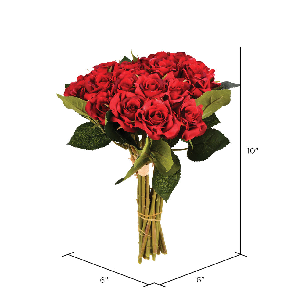 Vickerman 10" Artificial Red Rose Bouquet Set of 3