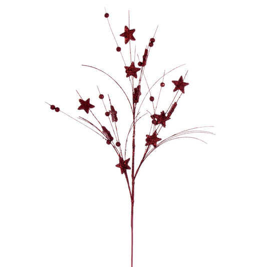 Vickerman 33" Burgundy Star and Ball Glitter Spray 6 per bag.