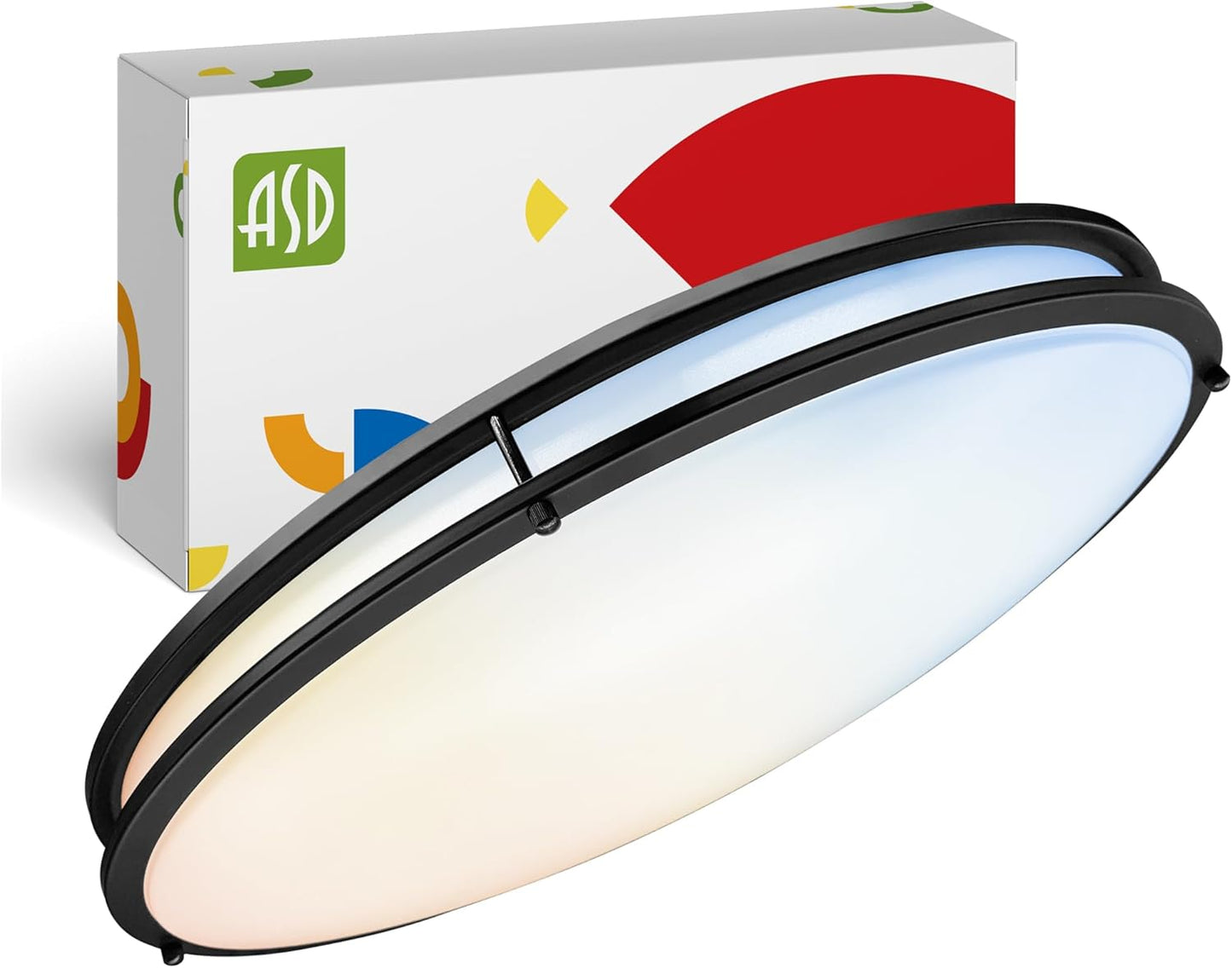 ASD Lighting LED Double Ring Flushmount Oval 32inch 50W 120V Triac 2700/3000/3500/4000/5000K Black ETL