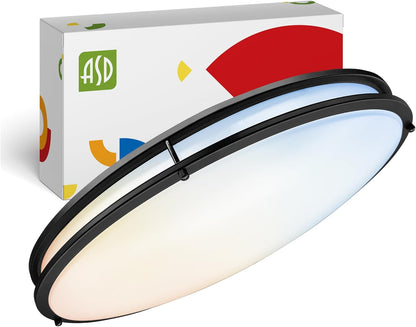 ASD Lighting LED Double Ring Flushmount Oval 32inch 50W 120V Triac 2700/3000/3500/4000/5000K Black ETL