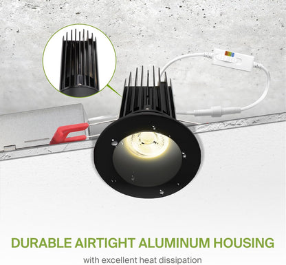 ASD Lighting LED Downlight Round 2inch 15W 120V Triac 2700/3000/3500/4000/5000K Black ETL Energy Star