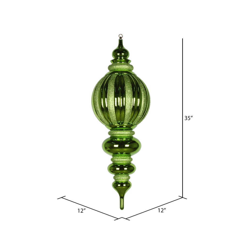 Vickerman 35" Lime Shiny Finial Ornament with Glitter Accents