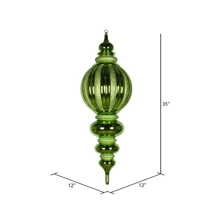 Vickerman 35" Lime Shiny Finial Ornament with Glitter Accents