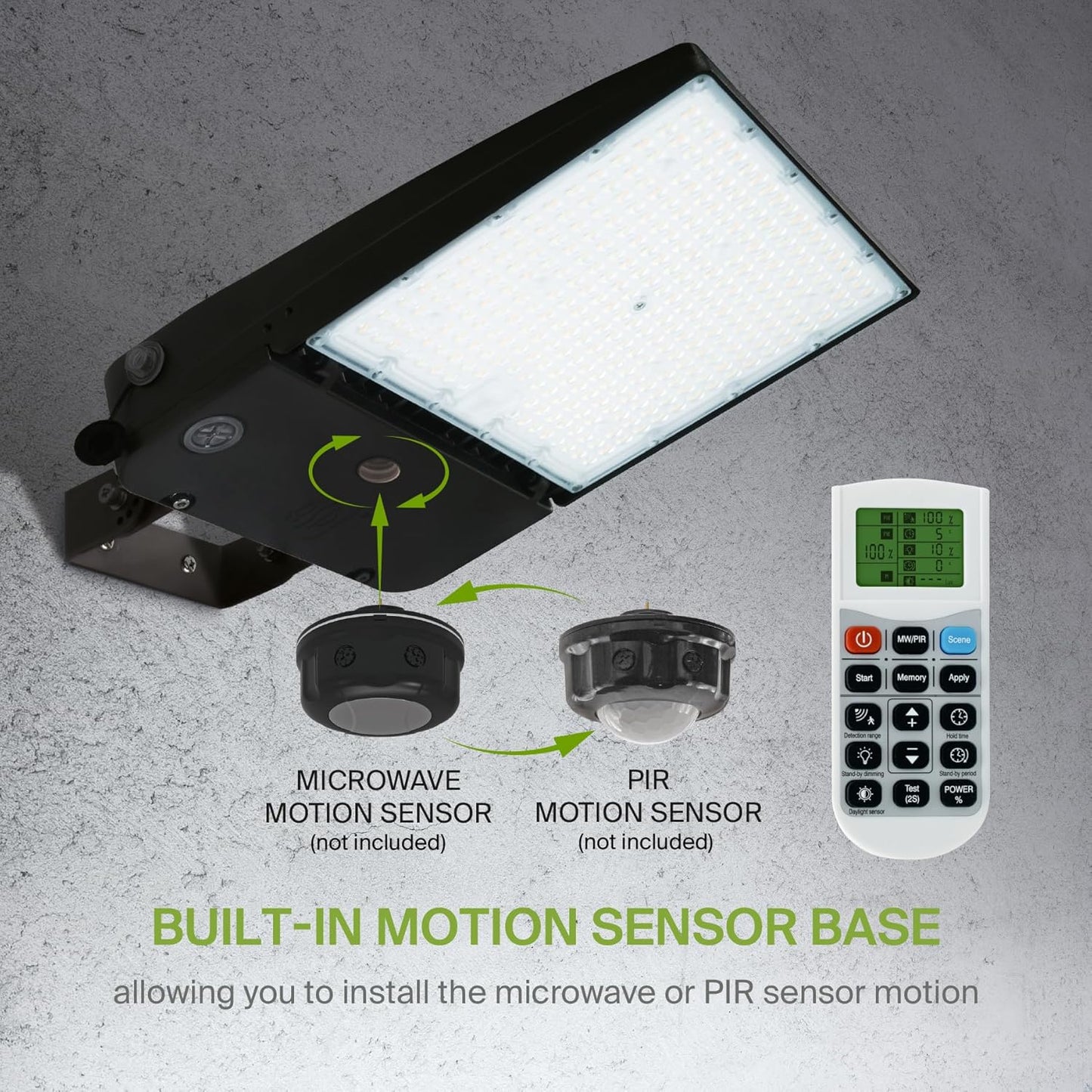 ASD Lighting LED Area Light with Q-base 100/120/150W 120-277V 0-10V Dimmable 170Lm/W 3000/4000/5000K with Photocell Black UL DLC Premium
