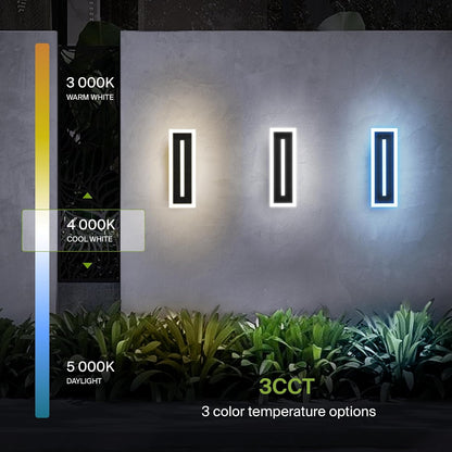 ASD Lighting LED Outdoor Wall Sconce with Center Light 18" 18W 120-277V CCT Selectable 3000/4000/5000K Dimmable Black ETL