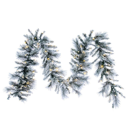 Vickerman 9' x 14" Flocked Jackson Pine Pre-Lit Artificial Garland with 100 Warm White Lights and 160 PVC Tips