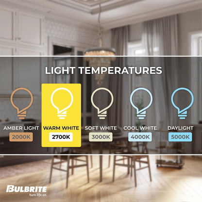 BULBRITE LED T9 MEDIUM SCREW (E26) 4W FULLY COMPATIBLE DIMMING FILAMENT LIGHT BULB 2700K/WARM WHITE 40W INCANDESCENT EQUIVALENT 2PK (776881)