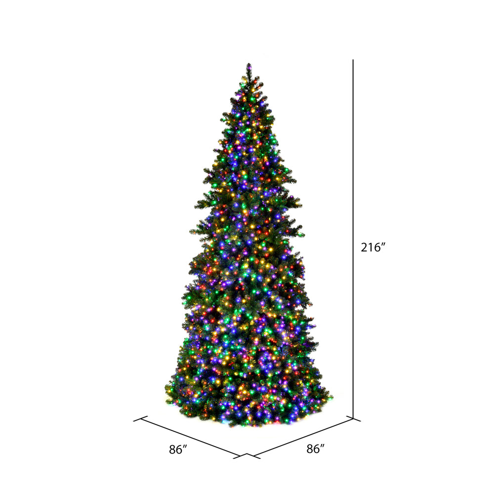 The Vickerman 18-foot x 86-inch Artificial Pre-Lit Slim Grand Teton Frame Tree with LED Multi-Colored 5mm Single Mold Lights