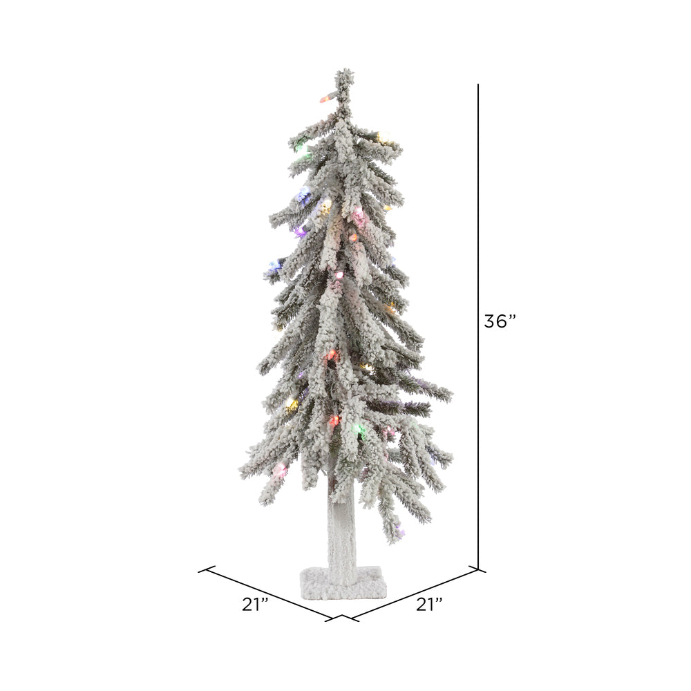 Vickerman 3' Flocked Alpine Artificial Christmas Tree Multi-Colored LED Dura-Lit lights