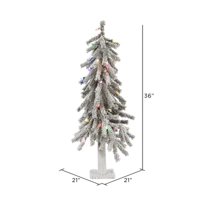 Vickerman 3' Flocked Alpine Artificial Christmas Tree Multi-Colored LED Dura-Lit lights