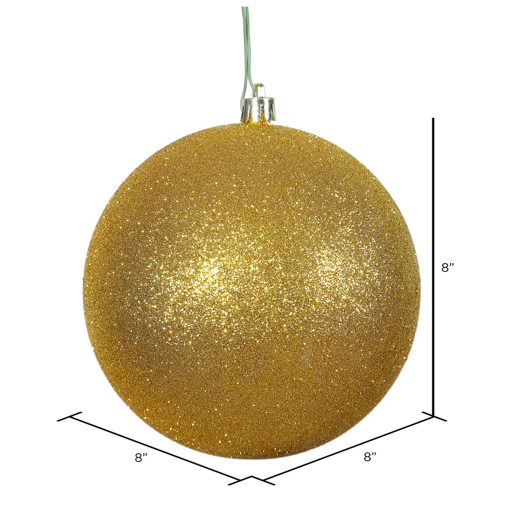 Vickerman 8" Antique Gold Glitter Ball Ornament