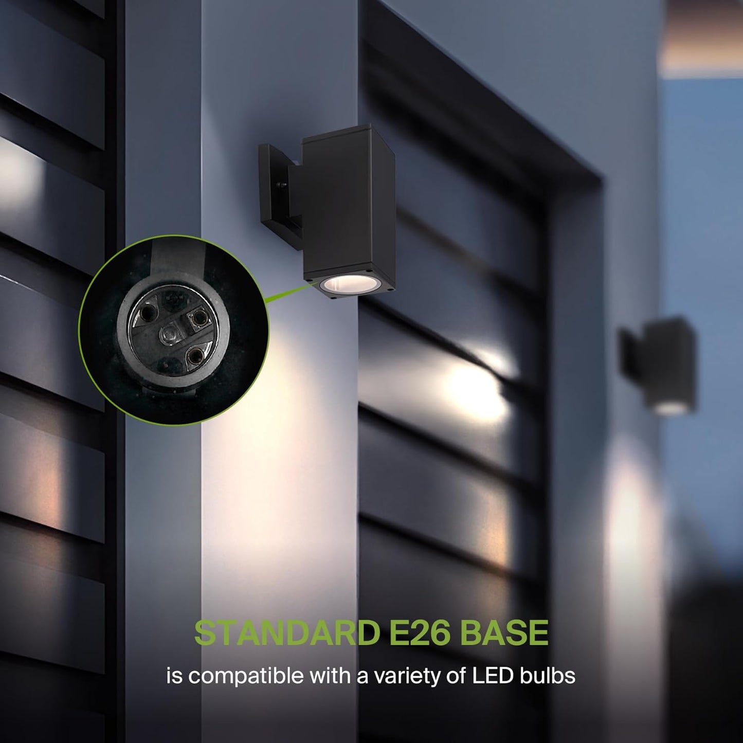 ASD Lighting BULB Square Outdoor Wall Cylinder, Up or Downlight Fixture, 120V, 60W Max, 7.88", 50°, Bronze Finish