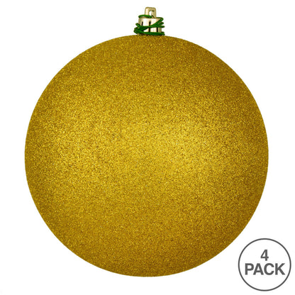 Vickerman 4.75" Medallion Glitter Ball Ornament 4 per Bag