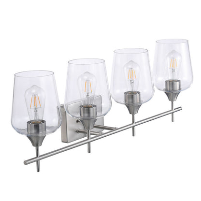 ASD Lighting 4-light Vanity Light 4xE26 60W 120V Clear Glass, Nickel ETL