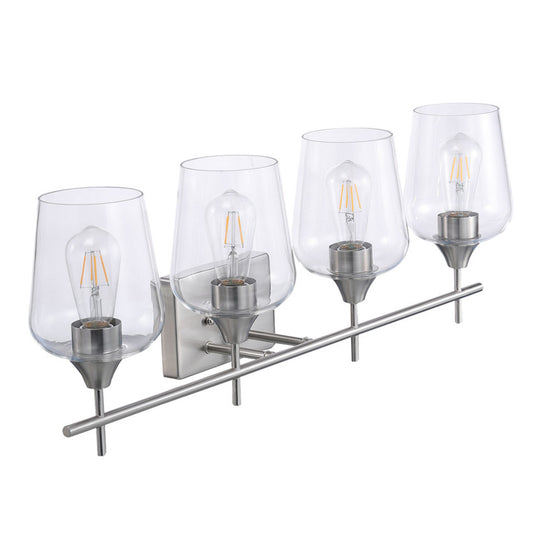 ASD Lighting 4-light Vanity Light 4xE26 60W 120V Clear Glass, Nickel ETL