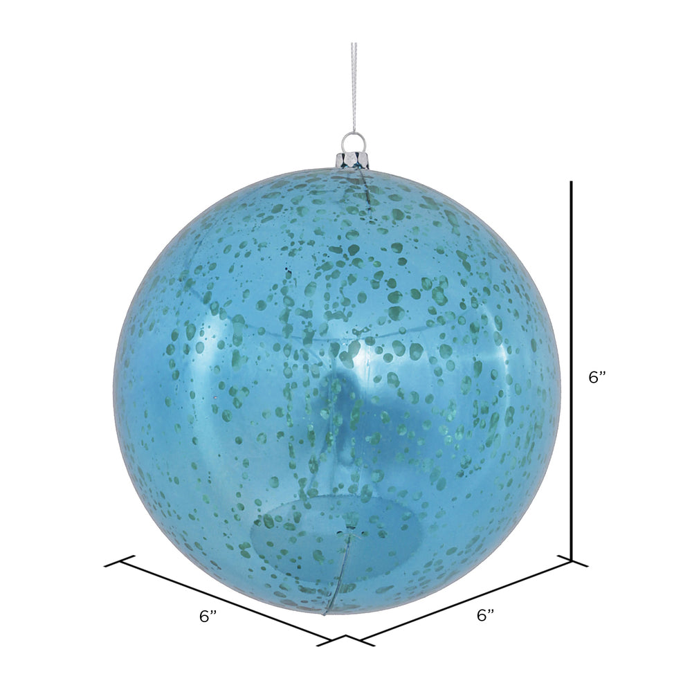 Vickerman 6" Turquoise Shiny Mercury Ball Ornament 4 per Bag