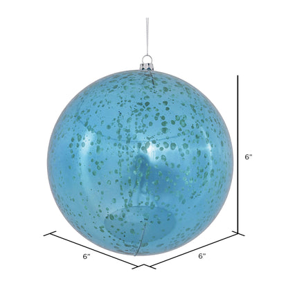 Vickerman 6" Turquoise Shiny Mercury Ball Ornament 4 per Bag