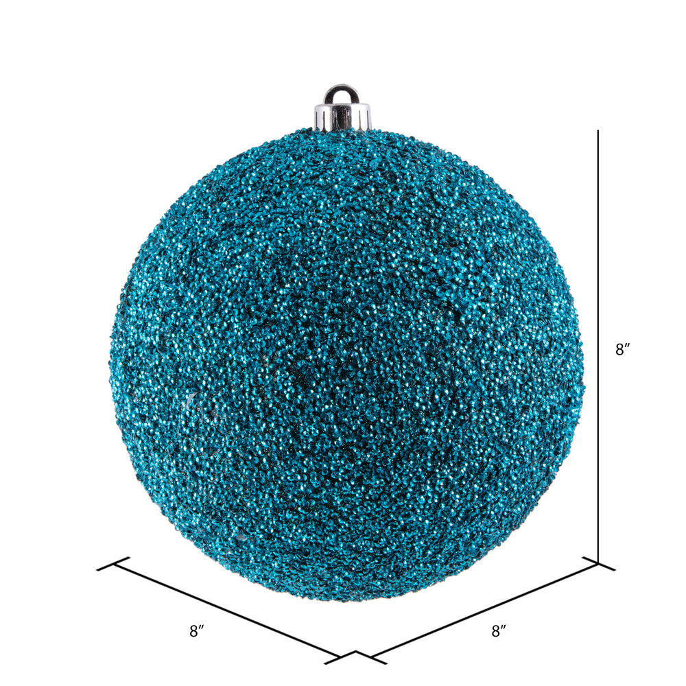 Vickerman 8" Sea Blue Beaded Ball Ornament 2 per Bag