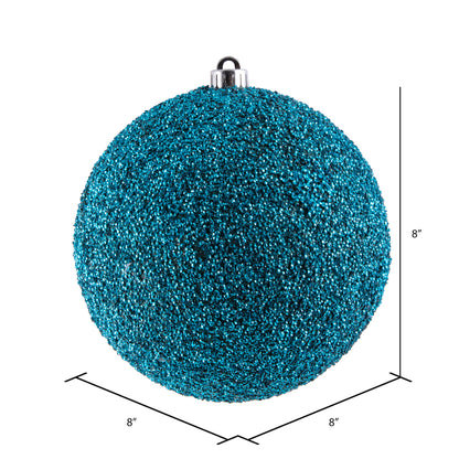 Vickerman 8" Sea Blue Beaded Ball Ornament 2 per Bag