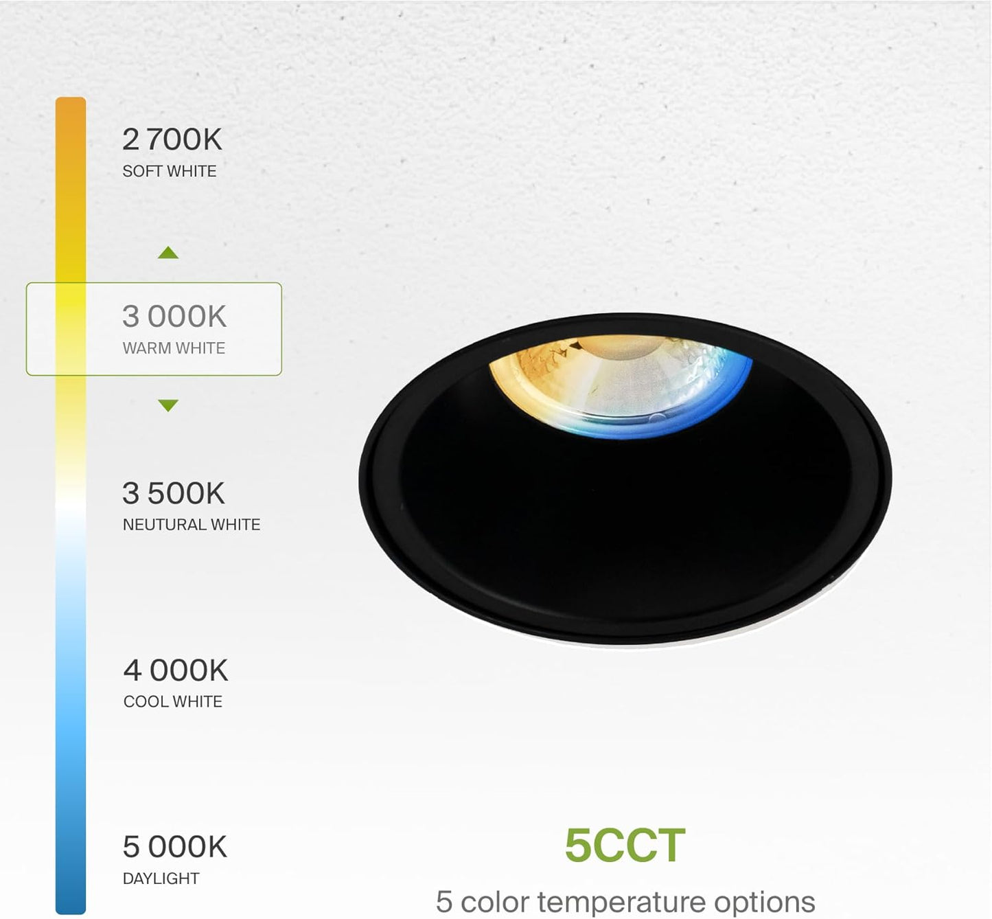 ASD Lighting LED Trimless Downlight Round 2inch 15W 120V Triac 2700/3000/3500/4000/5000K Black ETL Energy Star