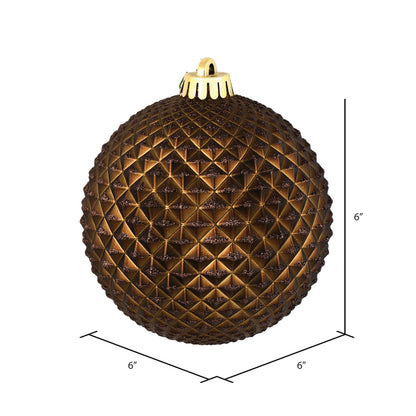 Vickerman 6" Chocolate Durian Glitter Ball Ornament 4 per Bag