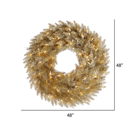 Vickerman 48" Champagne Fir Artificial Christmas Wreath Warm White Dura-Lit LED lights.