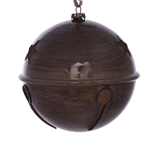 Vickerman 4.75" Pewter Wood Grain Bell Ornament. These ornaments are the perfect addition to any holiday decorating project. They feature a light wood grain pattern. Includes 4 pieces per pack.