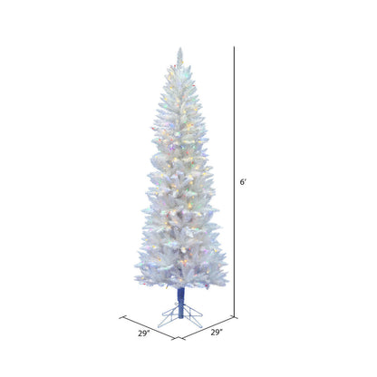 Vickerman 6' Sparkle White Spruce Pencil Artificial Christmas Tree Multi-Colored LED Lights